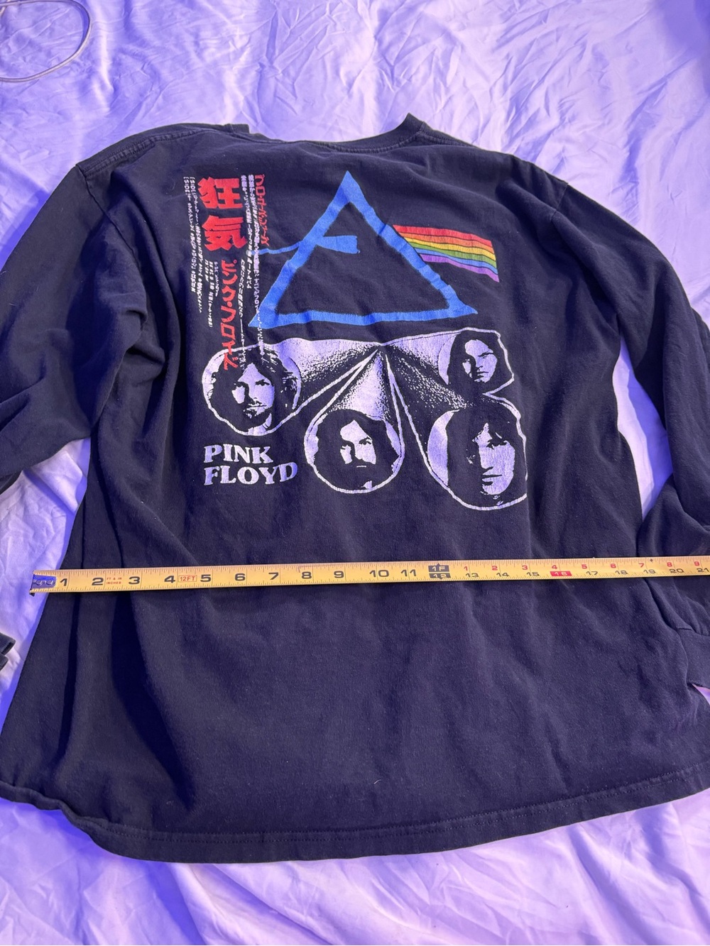 Pink Floyd Black Long-Sleeve Graphic Tee with Prism Artwork